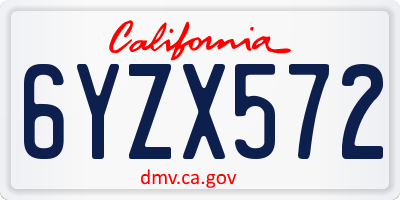 CA license plate 6YZX572