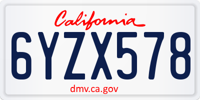 CA license plate 6YZX578