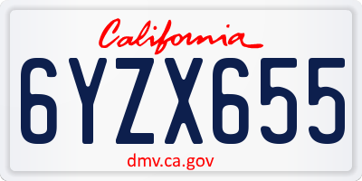 CA license plate 6YZX655