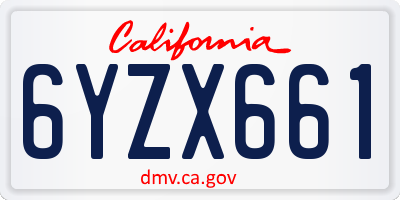 CA license plate 6YZX661