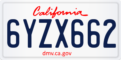CA license plate 6YZX662