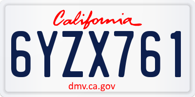 CA license plate 6YZX761