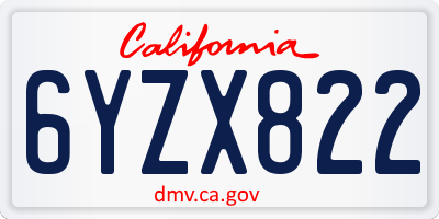 CA license plate 6YZX822