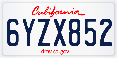 CA license plate 6YZX852