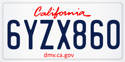 CA license plate 6YZX860