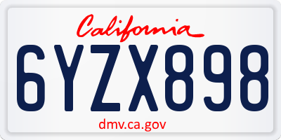 CA license plate 6YZX898