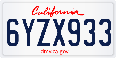 CA license plate 6YZX933