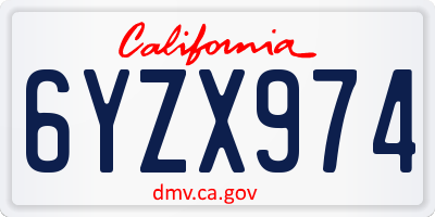 CA license plate 6YZX974