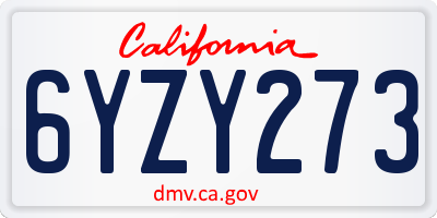 CA license plate 6YZY273