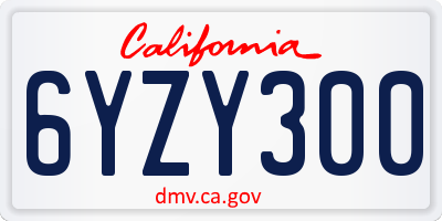 CA license plate 6YZY300
