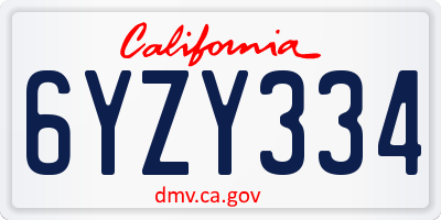 CA license plate 6YZY334