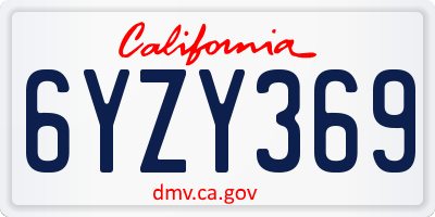 CA license plate 6YZY369