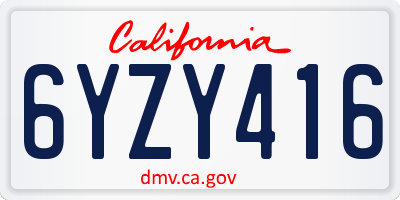 CA license plate 6YZY416