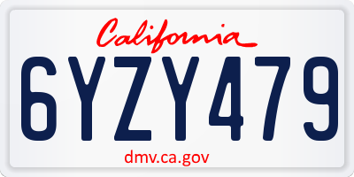 CA license plate 6YZY479