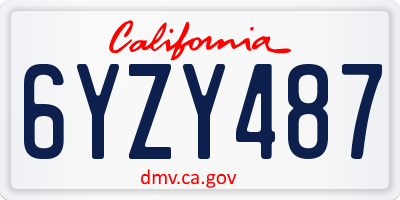 CA license plate 6YZY487