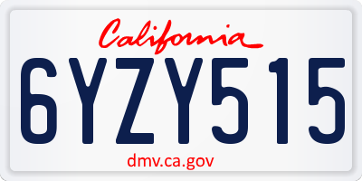 CA license plate 6YZY515