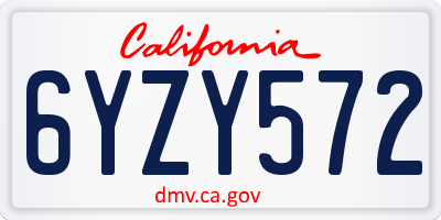 CA license plate 6YZY572