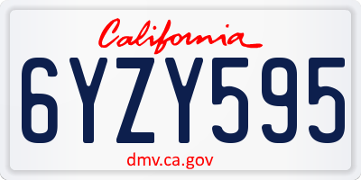 CA license plate 6YZY595