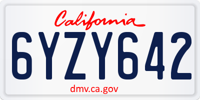 CA license plate 6YZY642