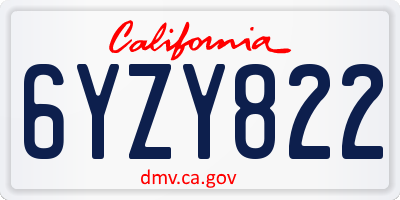 CA license plate 6YZY822