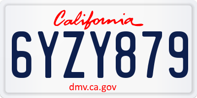 CA license plate 6YZY879