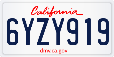 CA license plate 6YZY919