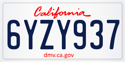 CA license plate 6YZY937