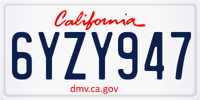 CA license plate 6YZY947