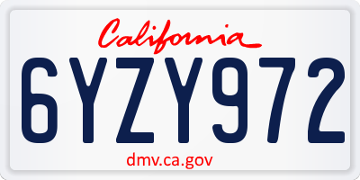 CA license plate 6YZY972