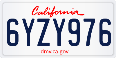 CA license plate 6YZY976