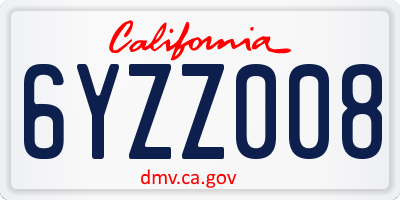 CA license plate 6YZZ008