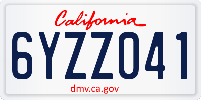 CA license plate 6YZZ041
