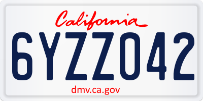 CA license plate 6YZZ042
