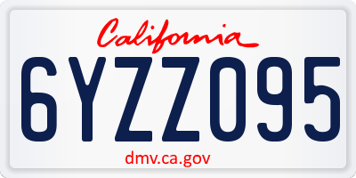 CA license plate 6YZZ095