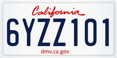 CA license plate 6YZZ101