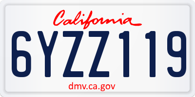CA license plate 6YZZ119
