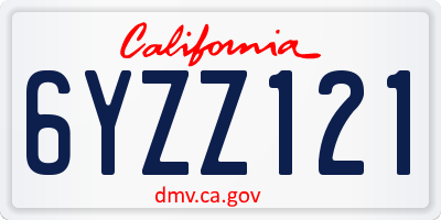 CA license plate 6YZZ121