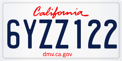 CA license plate 6YZZ122