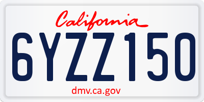CA license plate 6YZZ150