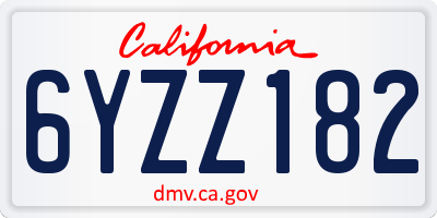 CA license plate 6YZZ182