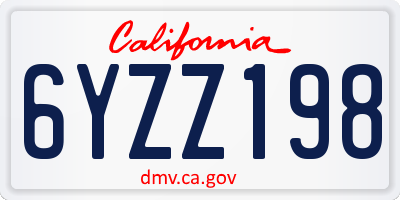 CA license plate 6YZZ198