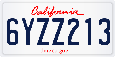 CA license plate 6YZZ213