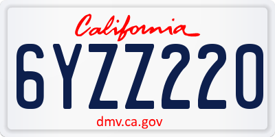 CA license plate 6YZZ220