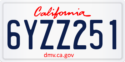 CA license plate 6YZZ251