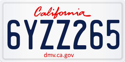 CA license plate 6YZZ265