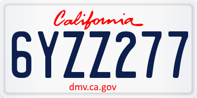 CA license plate 6YZZ277