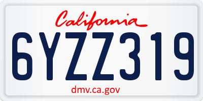 CA license plate 6YZZ319