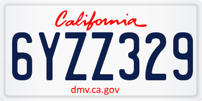 CA license plate 6YZZ329