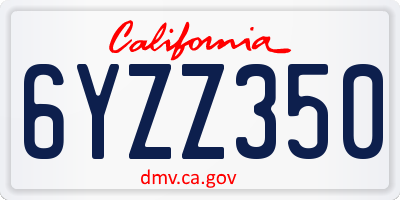 CA license plate 6YZZ350
