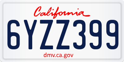 CA license plate 6YZZ399